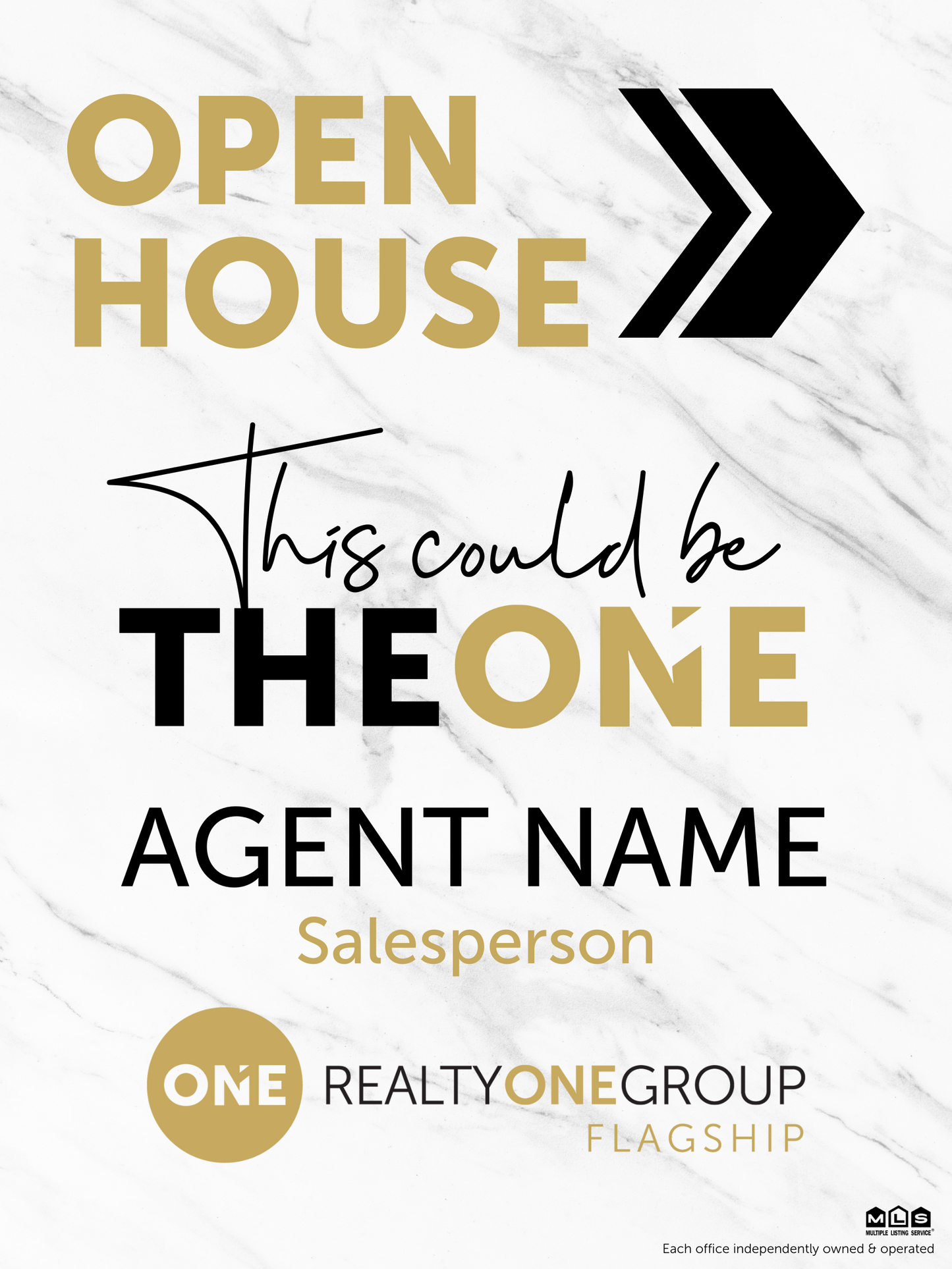 This Could Be The ONE White Marble Open House Sign