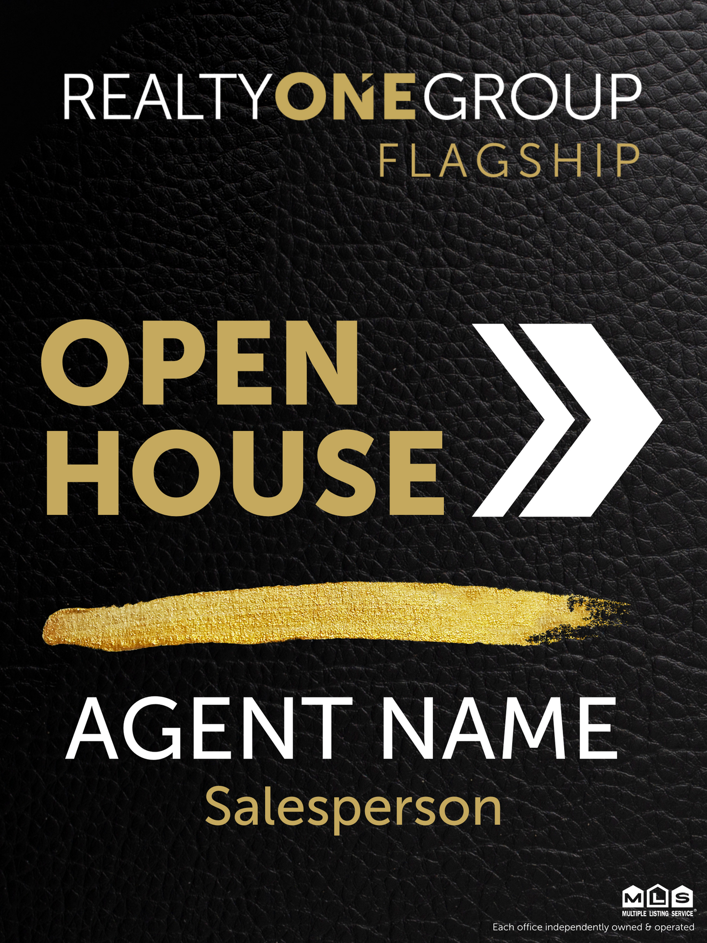 Brush Stroke Leather Open House Sign
