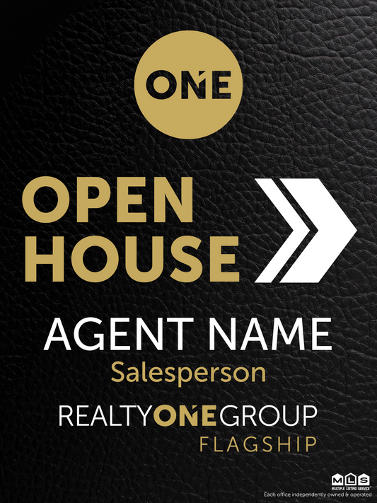 ONE Leather Open House Sign